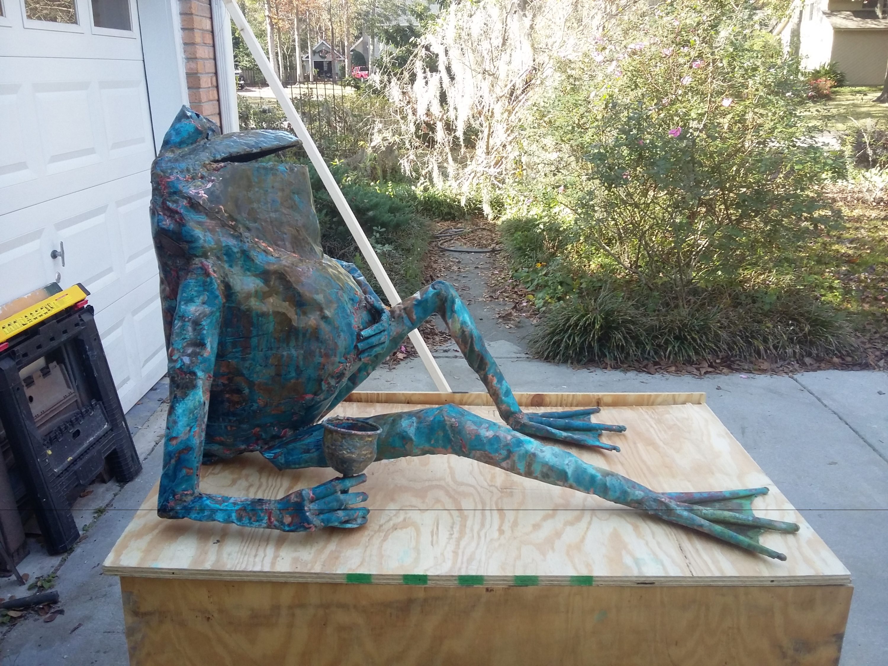 beau smith copper frog sculpture