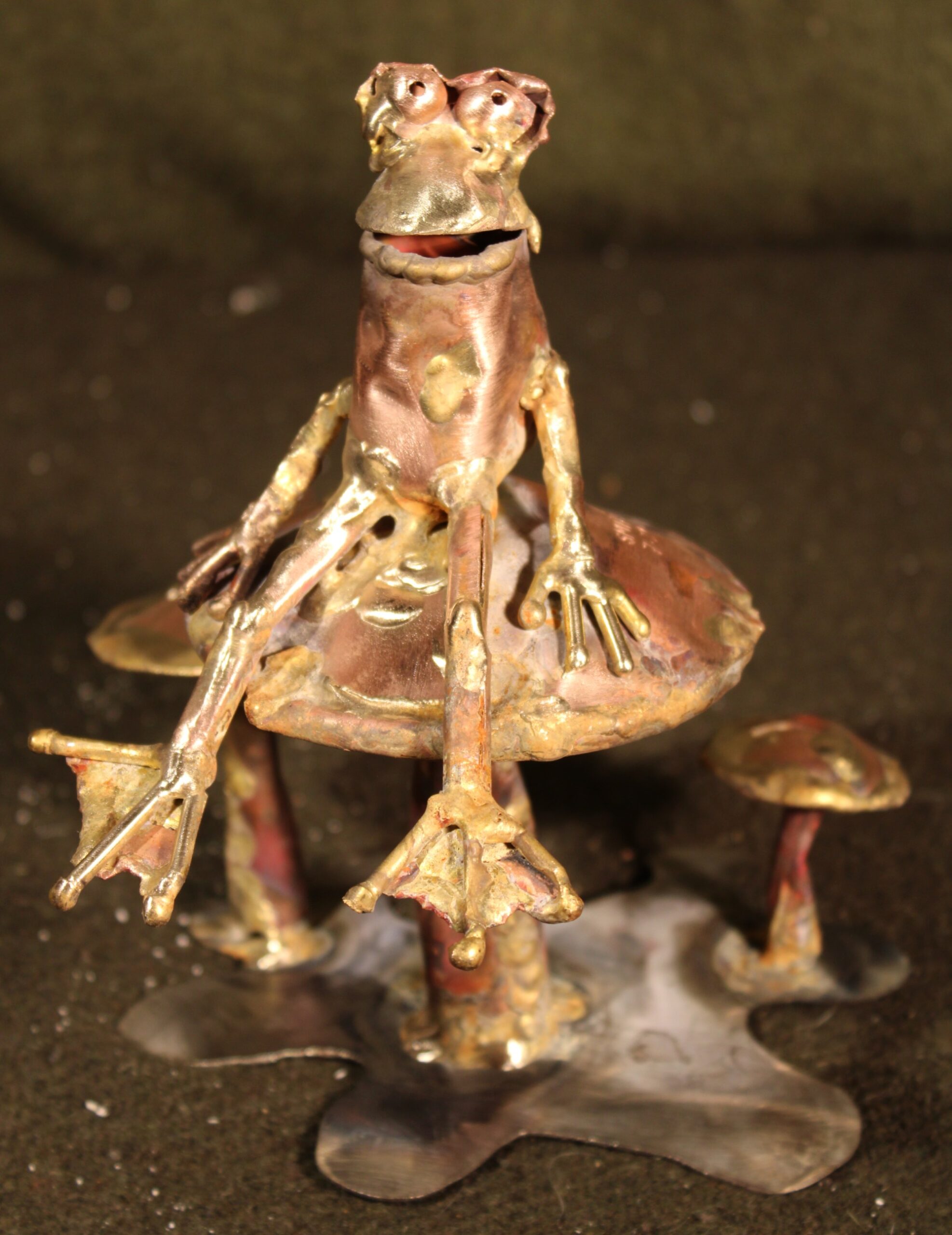 Froglet Sitting On a Mushroom In a Mushroom Patch